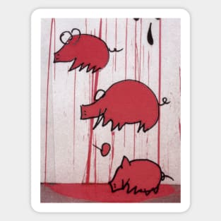 pig wall red Sticker